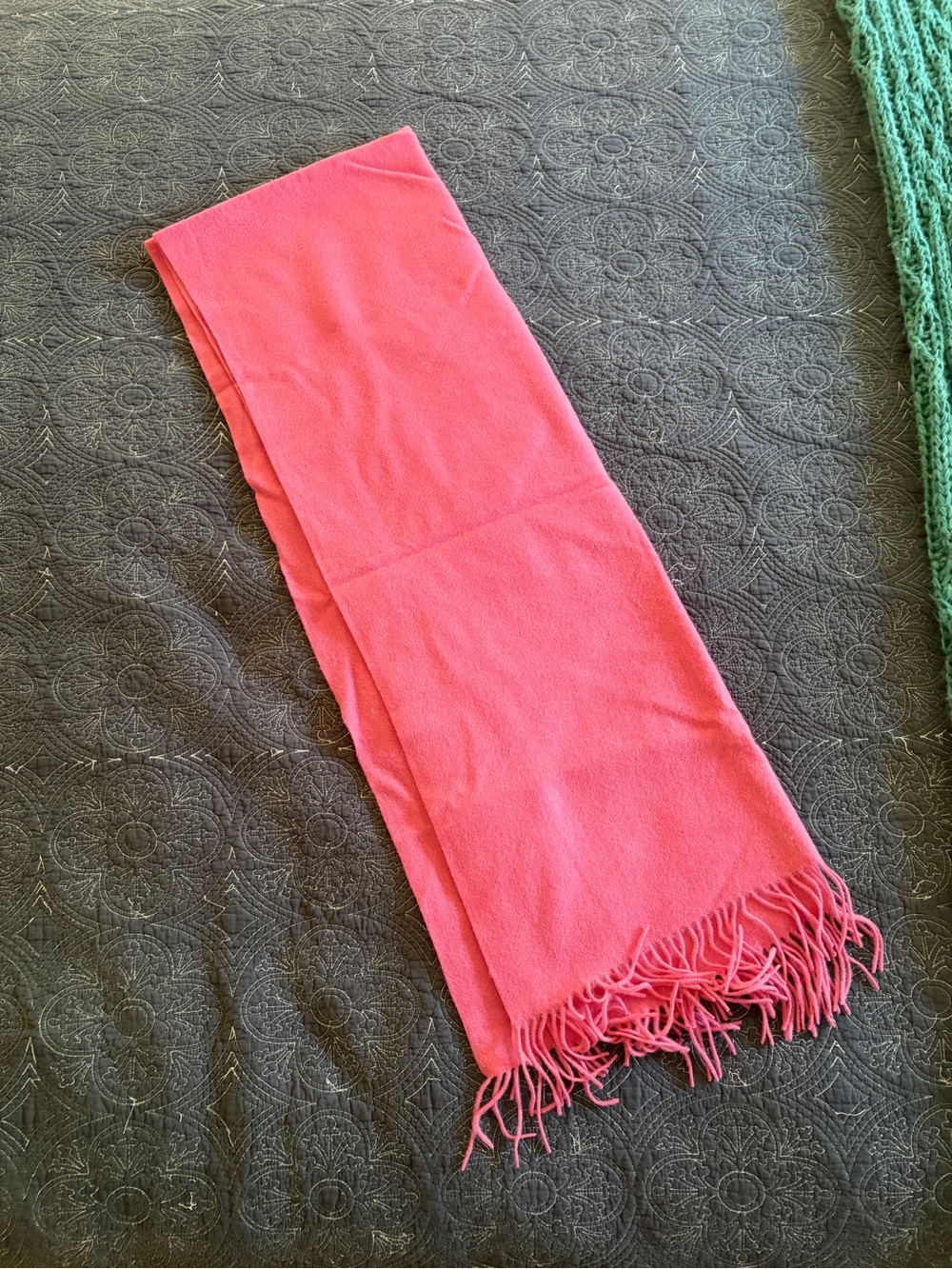 NWT WoolOvers Women’s Pink Fringe Scarf - Classic Wrap 100% Wool